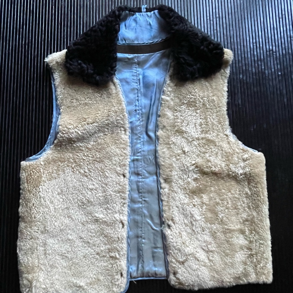 Acne Beige and Black Shearling Vest